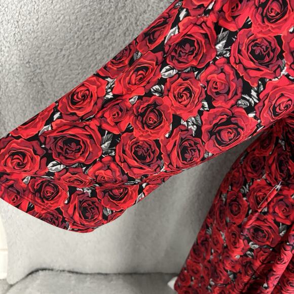 Rene Rofe Womens Robe Tie Waist sz Large Roses Bloomcore Super Soft Lightweight - Picture 7 of 13